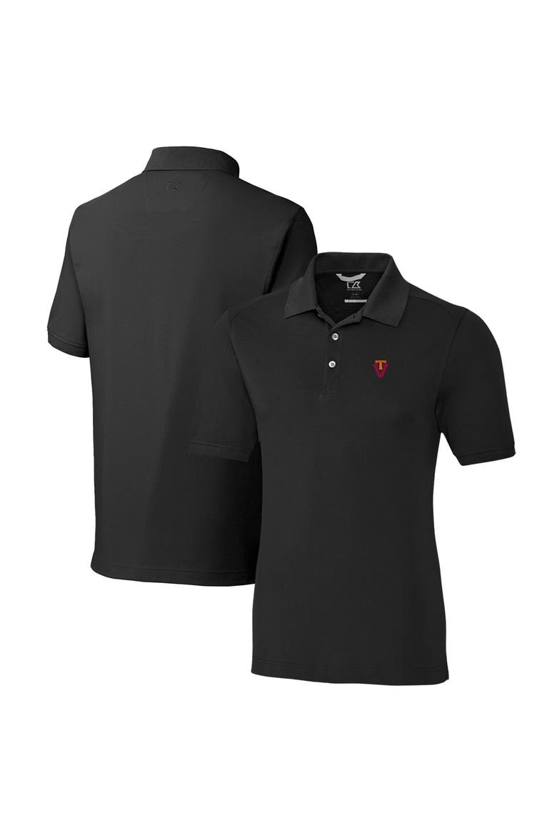 Men's Cutter & Buck Black Virginia Tech Hokies Advantage Tri-Blend DryTec Pique Polo, Main, color, Black