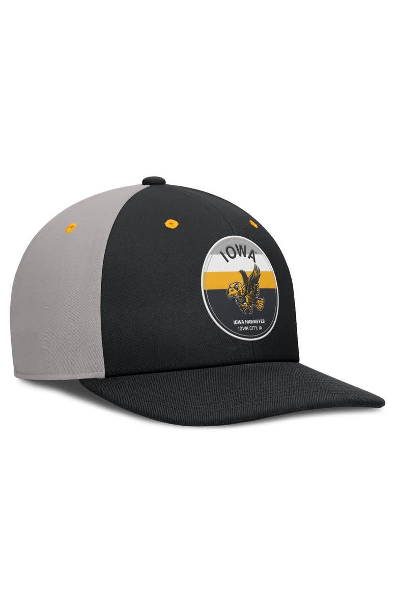 Nike Men's Nike Black/Gray Iowa Hawkeyes Prep Pro Performance Snapback Hat, Alternate, color, 