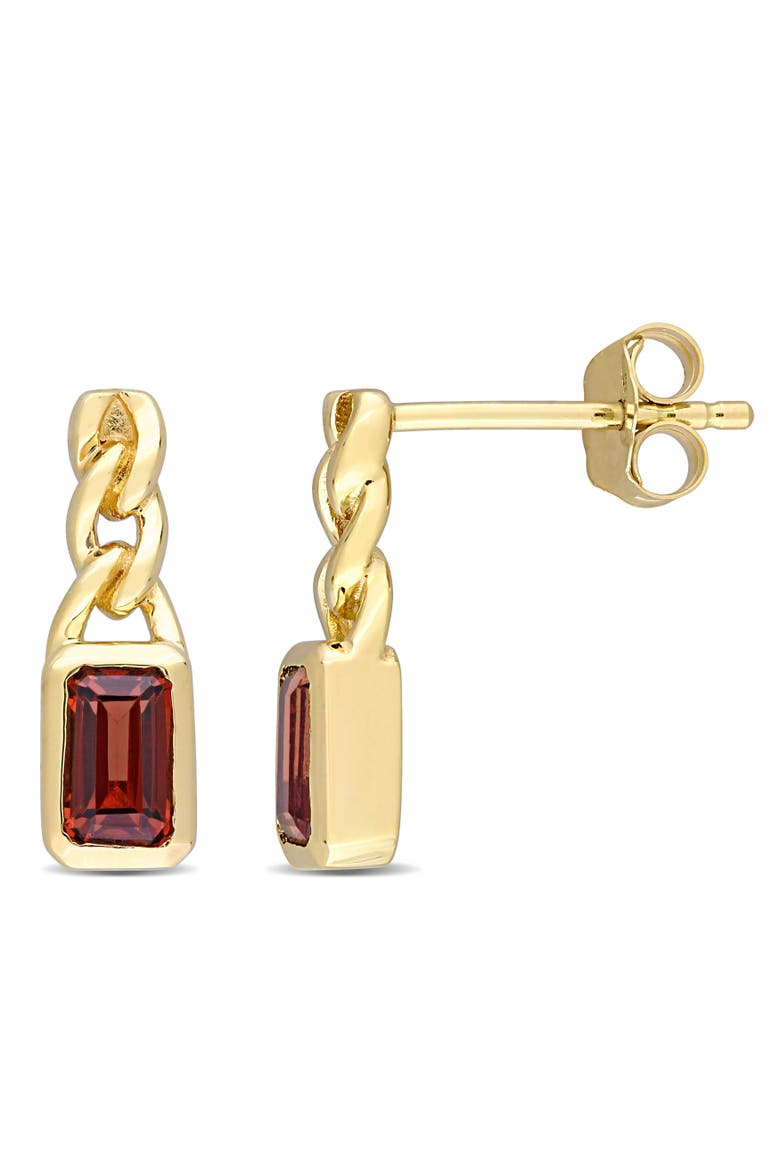 Gemstone Link Drop Earrings 10k, Main, color, Garnet/Gold