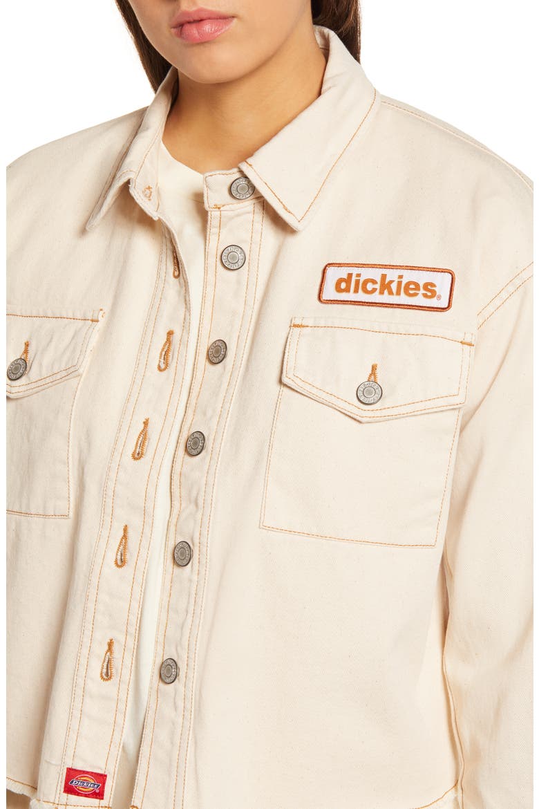 Logo Patch Crop Cotton Trucker Jacket, Alternate, color, NATURAL
