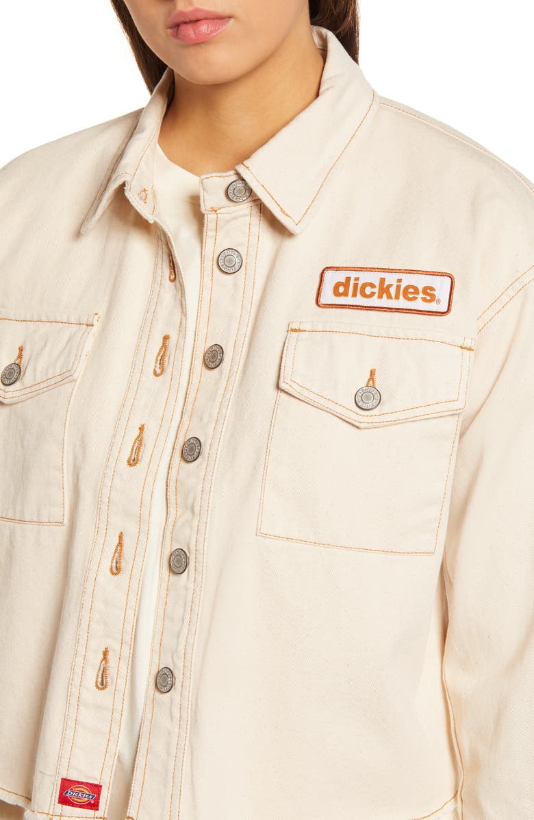 Dickies Logo Patch Crop Cotton Trucker Jacket, Alternate, color, 