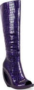 AZALEA WANG Camilla Croc Embossed Peep Toe Bootie