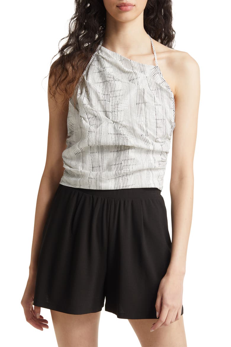 Ruched Camisole, Main, color, IVORY- BLACK LINEAR STRIPE