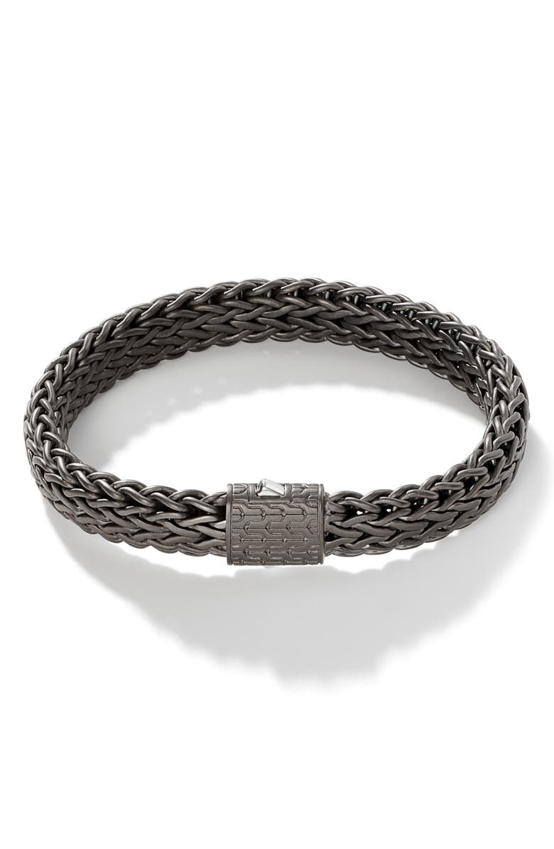 John Hardy Icon Flat Bracelet, Dark Silver, 11mm, Main, color, 