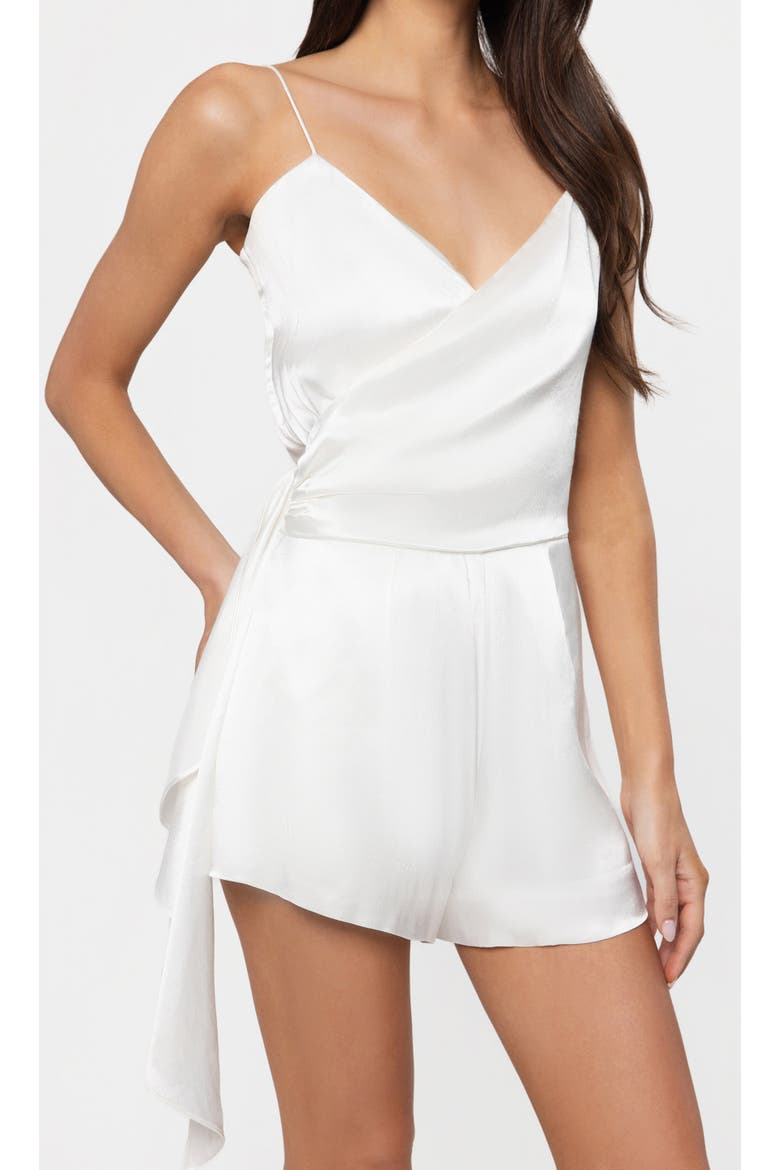 Cheryl Liquid Satin Romper, Alternate, color, White