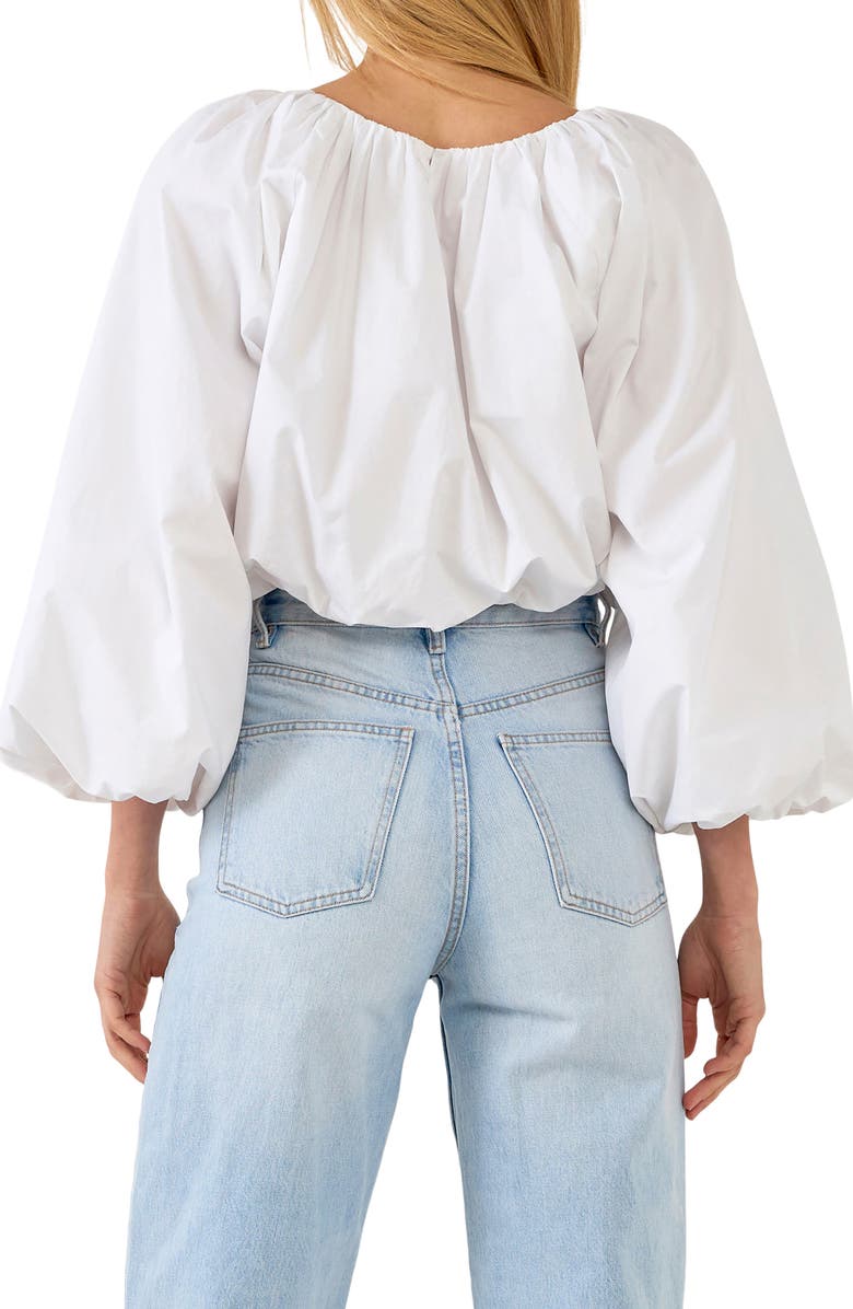 English Factory Crop Blouson Sleeve Top, Alternate, color, 