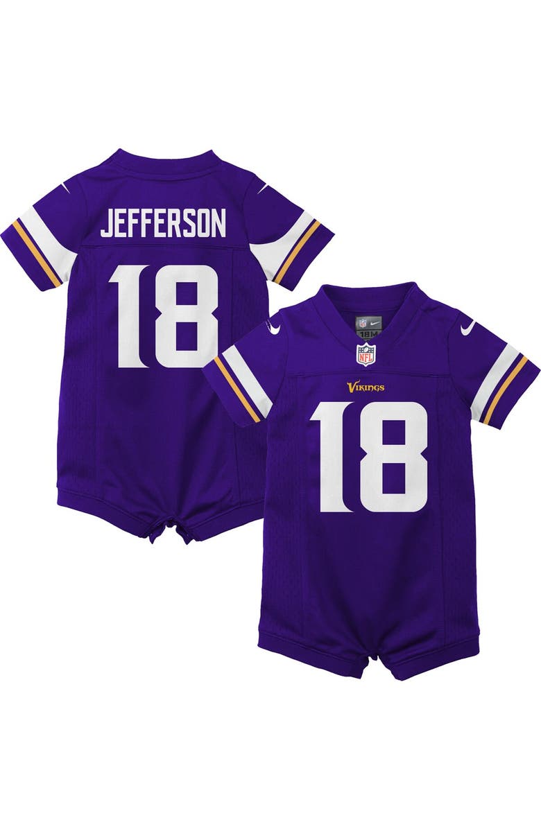 Nike Newborn & Infant Nike Justin Jefferson Purple Minnesota Vikings Game Romper Jersey, Alternate, color, Purple