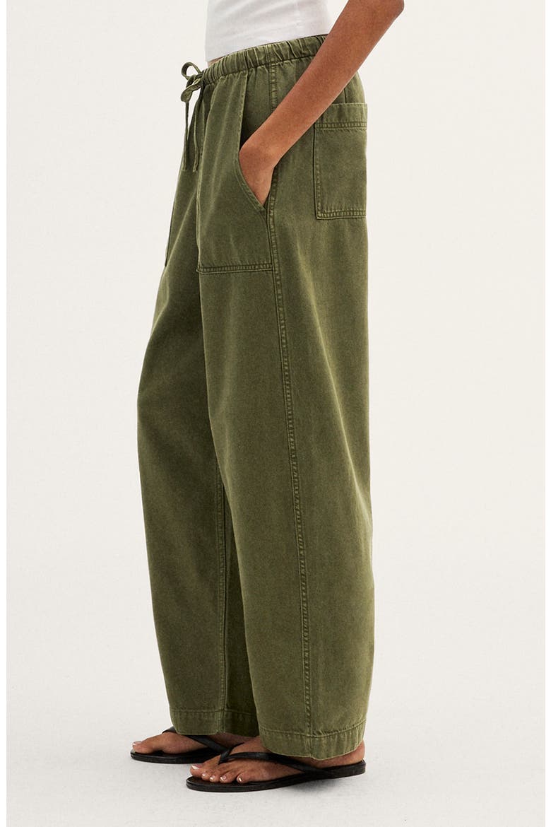 Pull-On Barrel Leg Airy Denim Utility Pants, Alternate, color, FADED IVY
