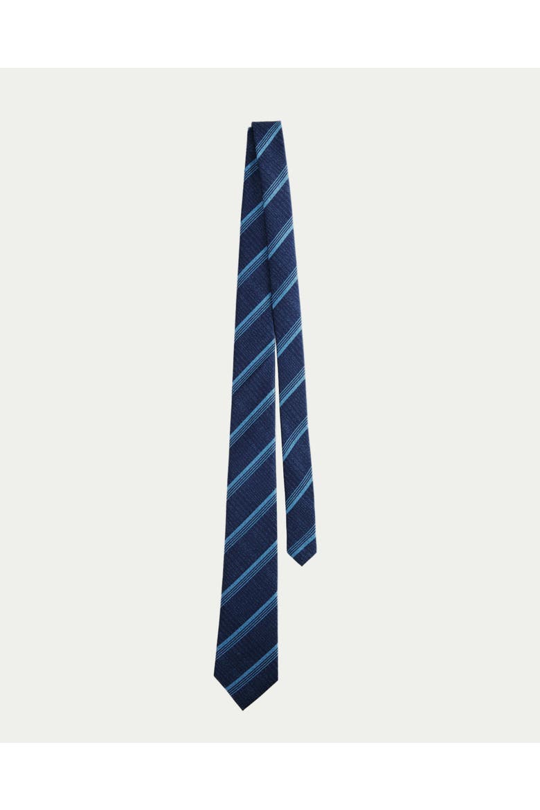 Triple-Striped Silk Jacquard Tie, Alternate, color, Navy