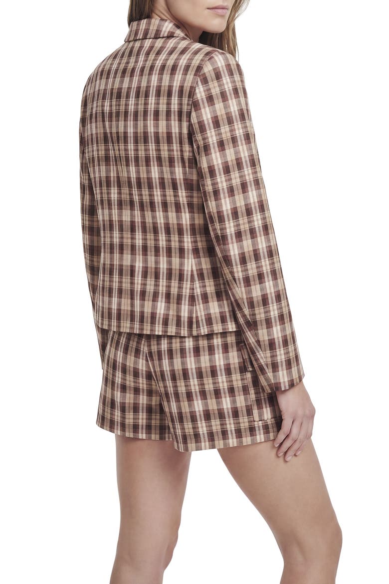 Plaid Double Breasted Blazer, Alternate, color, COCA MOCHA