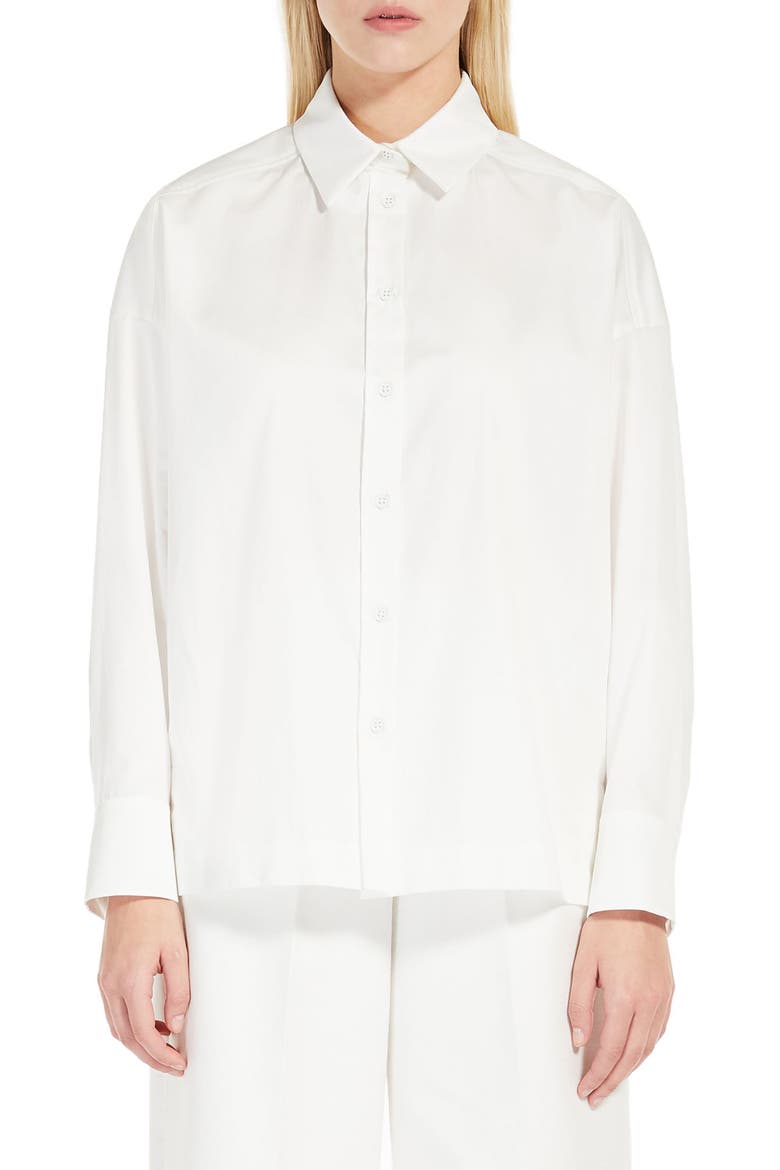 Keras Cotton Button-Up Shirt, Main, color, WHITE