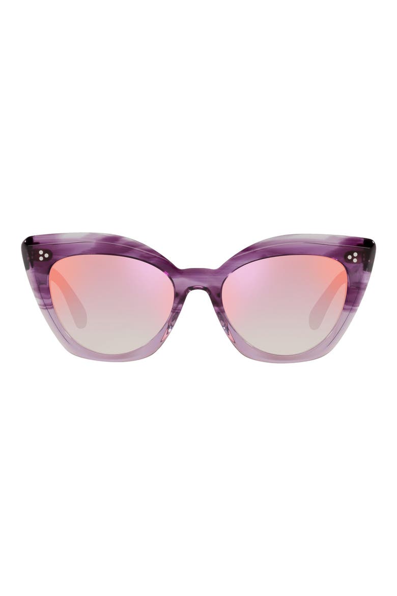 Laiya 55mm Gradient Butterfly Sunglasses, Main, color, JACARANDA / SOFT PINK MIRROR