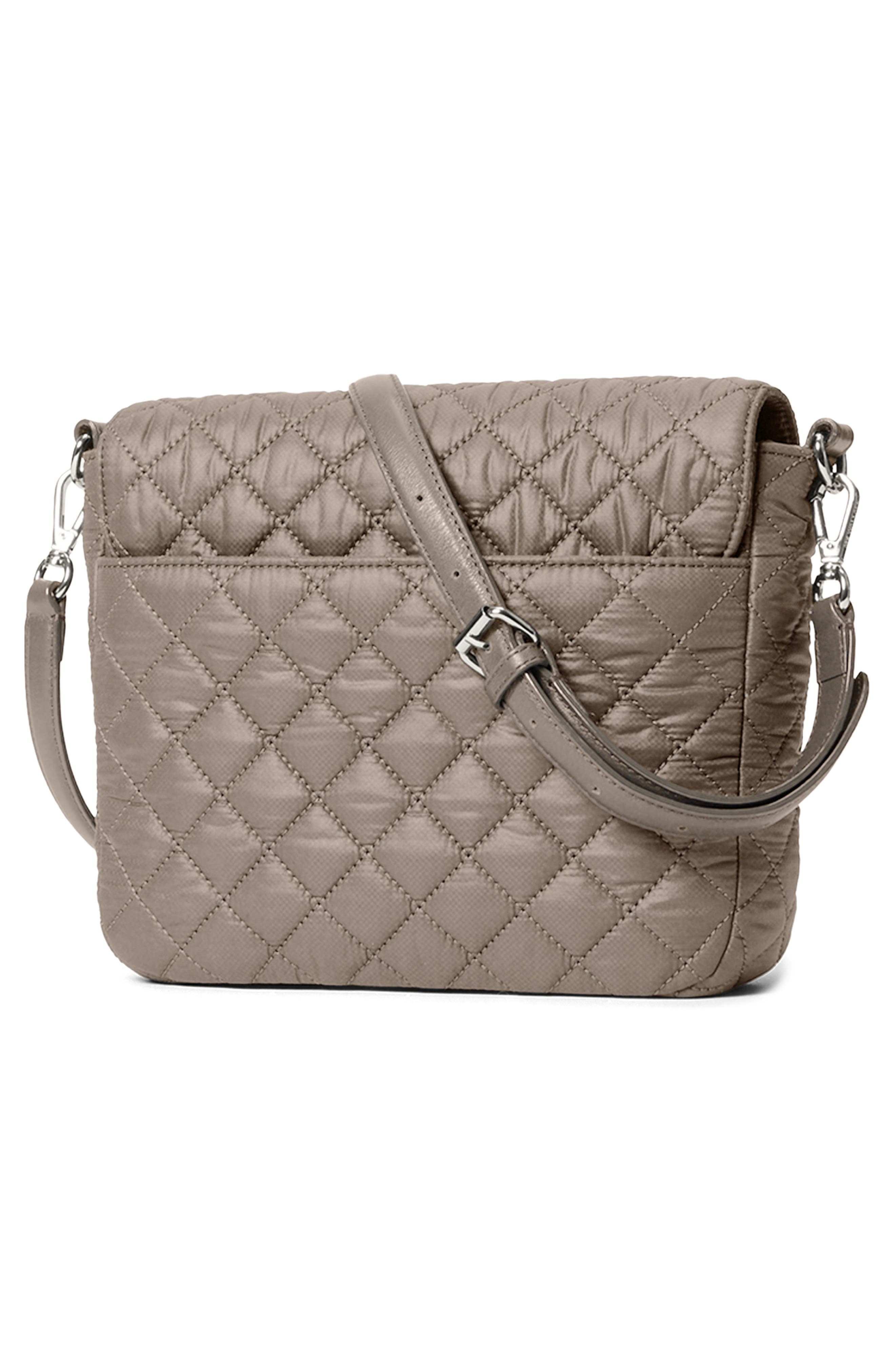 MZ Wallace Medium Crosby Lock Quilted Nylon Crossbody Bag, Alternate, color, Morning Dove