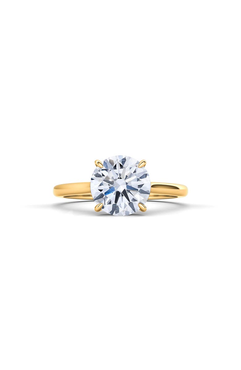 HauteCarat Round Brilliant Cut Lab Created Diamond Ring, Main, color, 2.00 Ctw 18K Yellow Gold