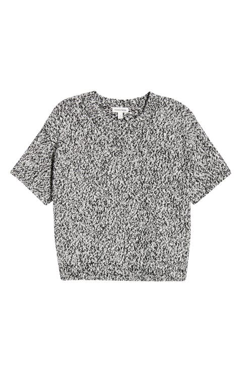 Marled Knit Short Sleeve Sweater