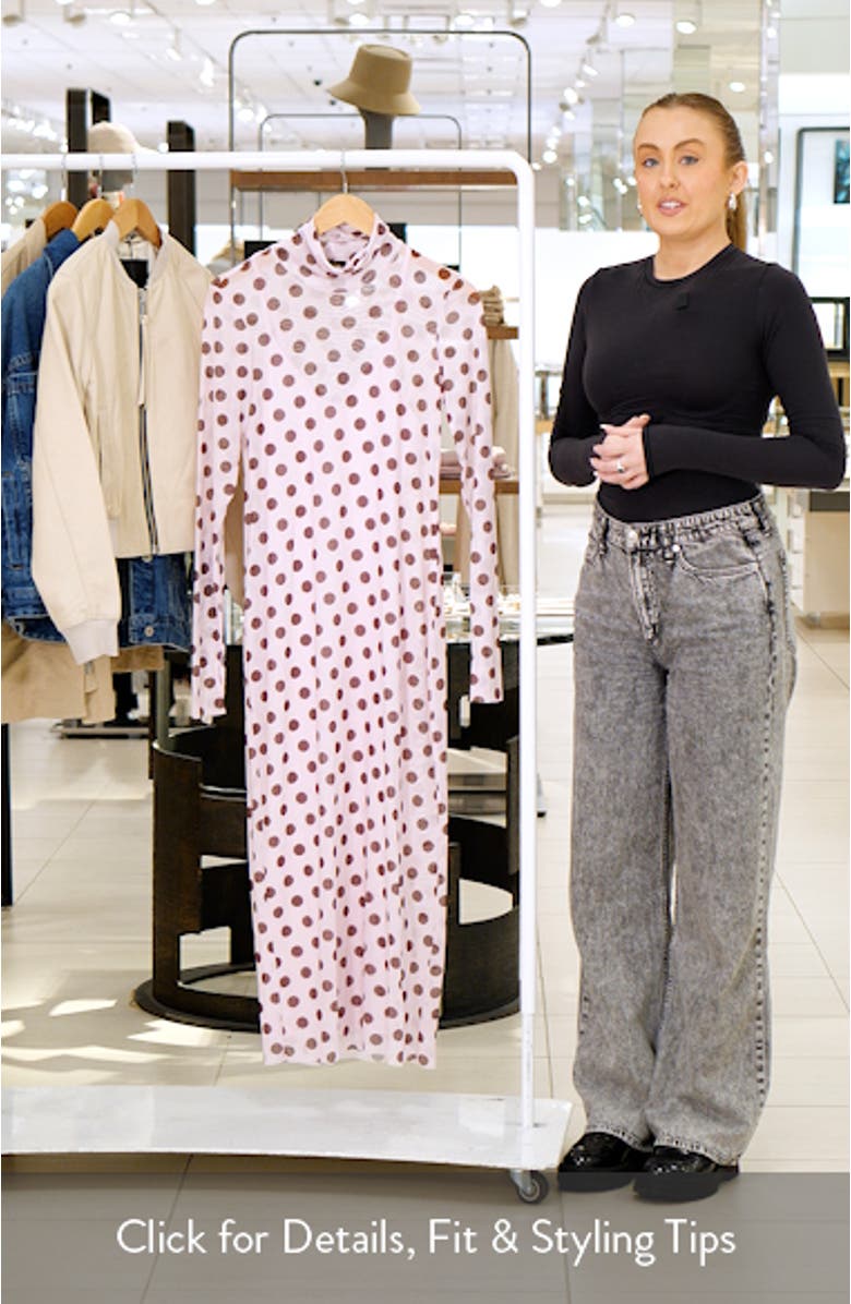 Shailene Turtleneck Long Sleeve Mesh Midi Dress, sales video thumbnail