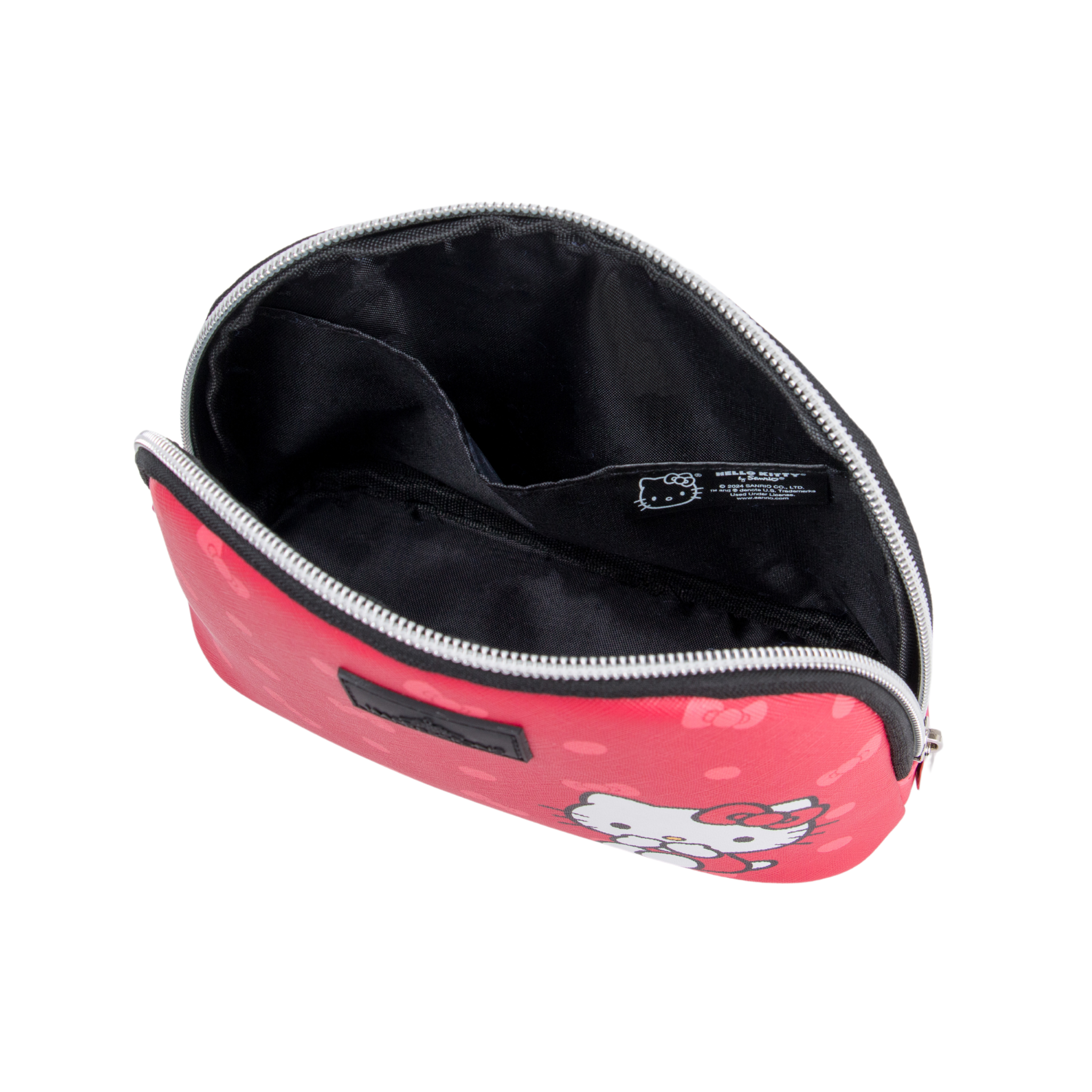 Hello Kitty Wristlet Pouch - Faux Saffiano Leather, Polka Dot, Alternate, color, Red with polka dots