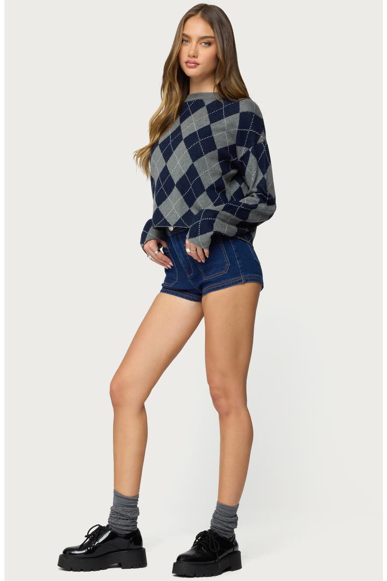 Saren High Waist Denim Micro Shorts, Alternate, color, DARK-BLUE