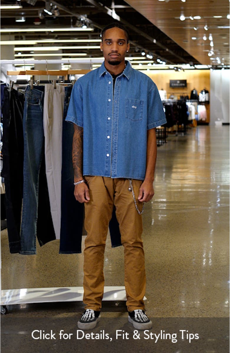 Bigwig Loose Fit Short Sleeve Cotton Denim Button-Up Shirt, sales video thumbnail