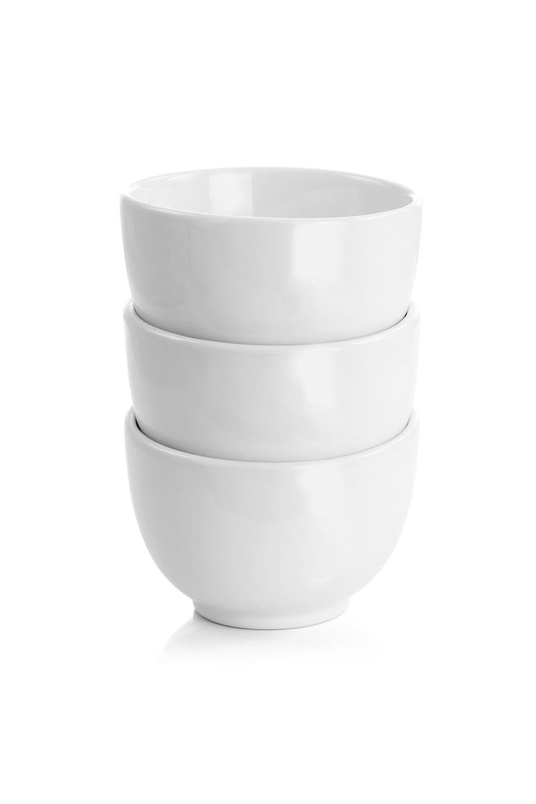 Gracious Dining 4 Piece Fine Ceramic Tidbit Bowl Set with Base, Alternate, color, White