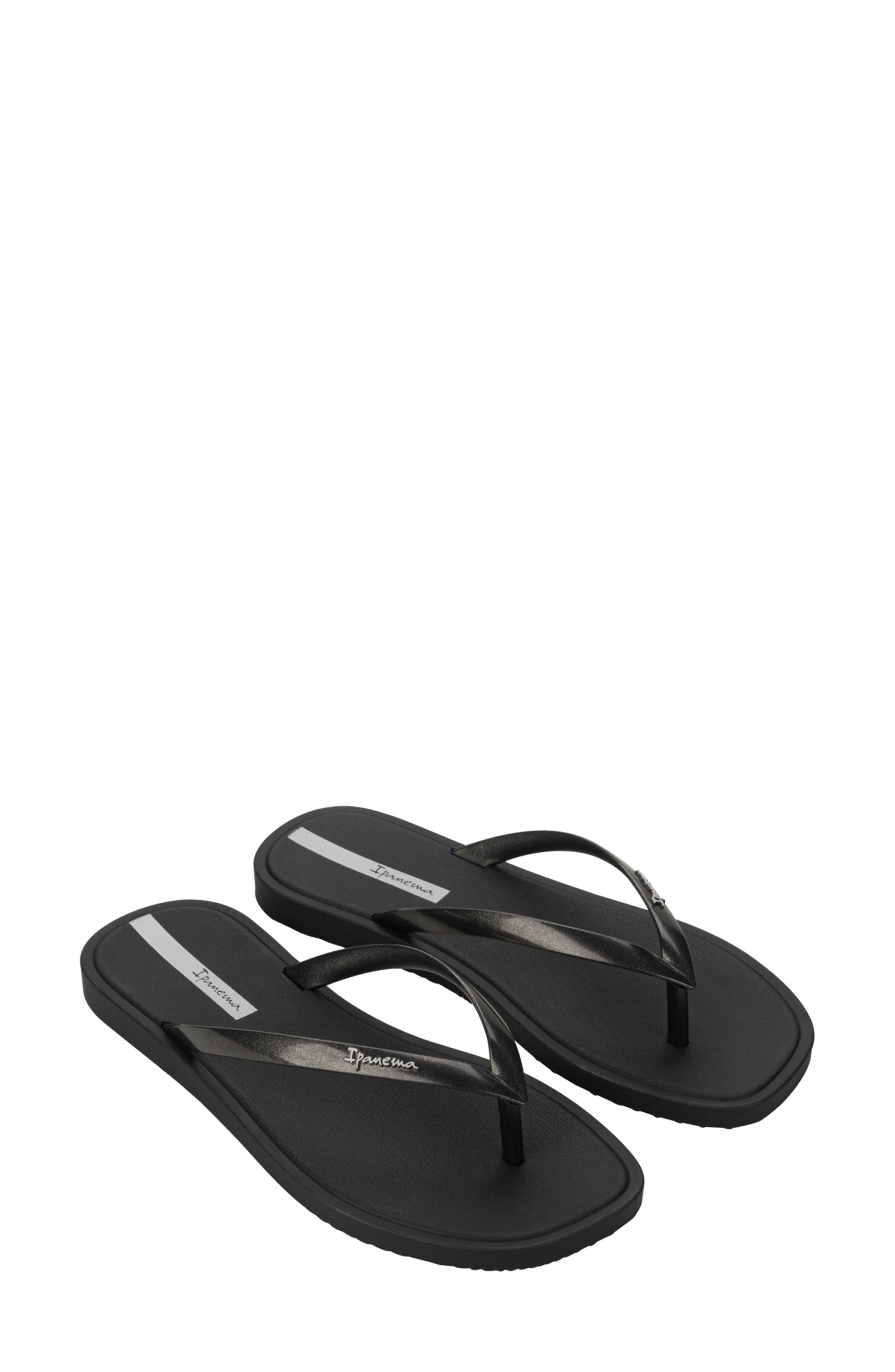 Ipanema Solar Colors Flip Flop, Main, color, Black/ Metal Black