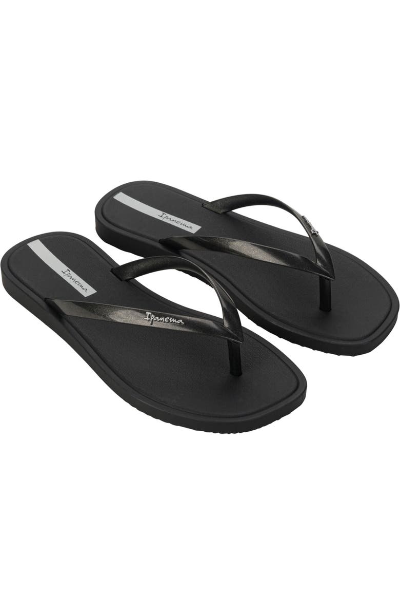 Ipanema Solar Colors Flip Flop, Main, color, Black/ Metal Black