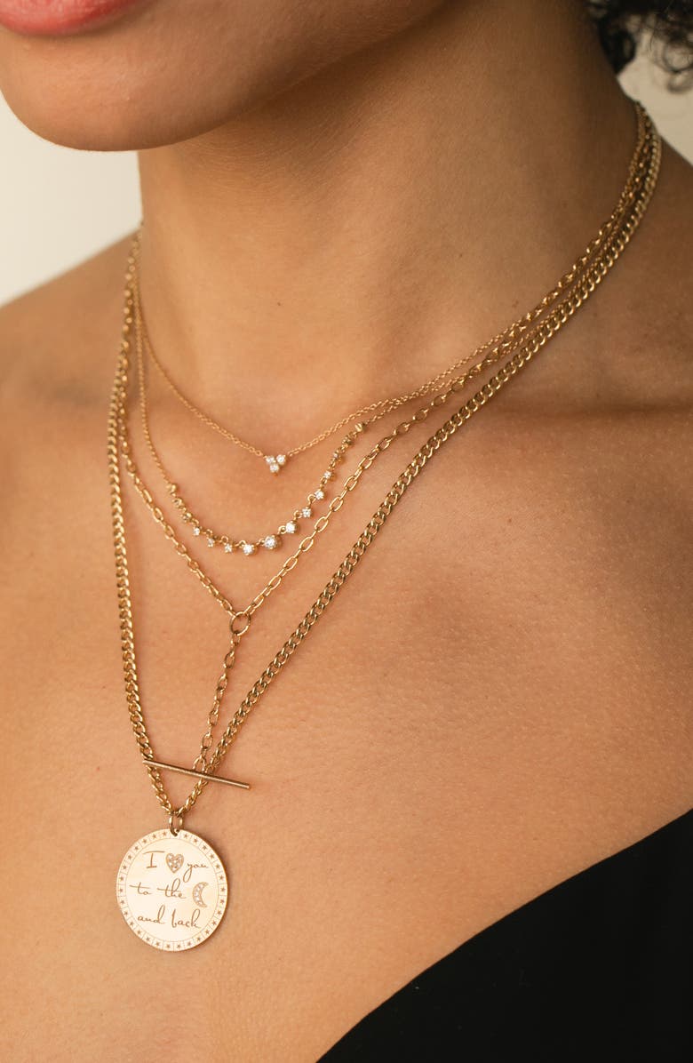 Zoë Chicco 14K Gold Diamond Mantra Pendant Necklace, Alternate, color, 