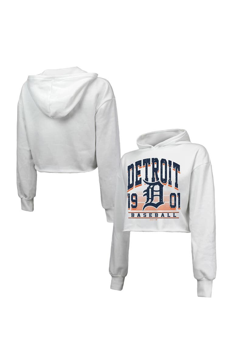 Majestic Threads Women's Majestic Threads White Detroit Tigers Cropped Have A Field Day Tri-Blend Hoodie, Main, color, White