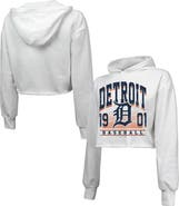Majestic Threads Women's Majestic Threads White Detroit Tigers Cropped Have A Field Day Tri-Blend Hoodie