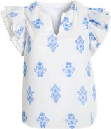SUGARLIPS Yila Print Ruffle Sleeve Top