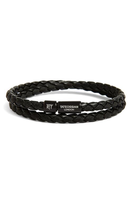 Tateossian 'Chelsea' Braided Leather Wrap Bracelet in Black  product