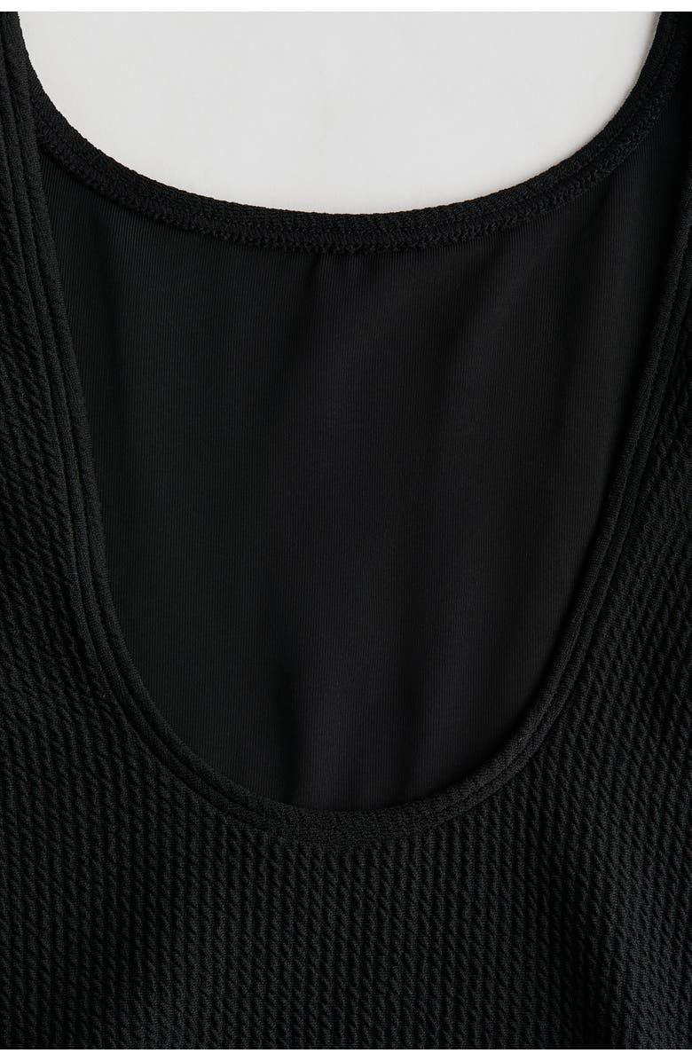 H&M Textured Swimsuit, Alternate, color, Black