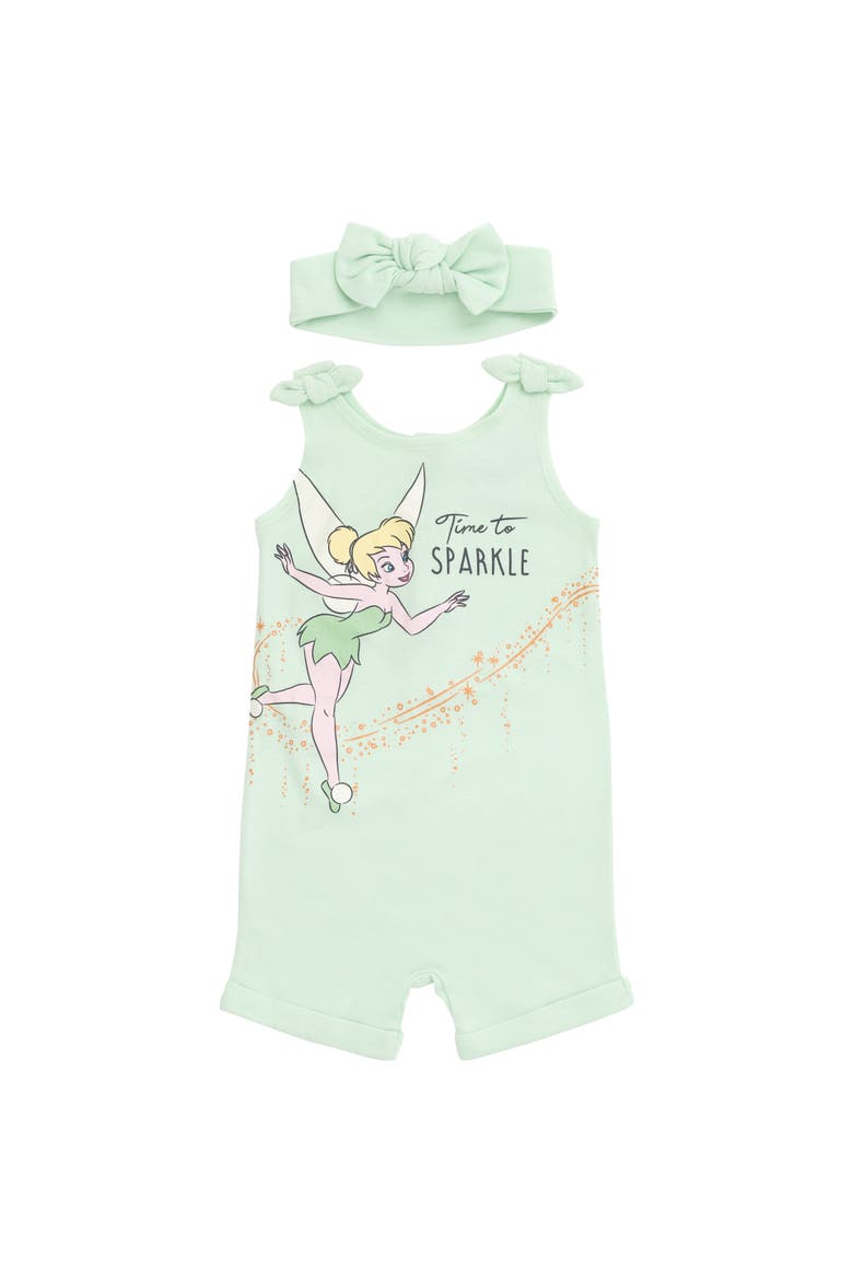 Lilo & Stitch Sleeveless Romper and Headband Set, Main, color, Tinker Bell Green