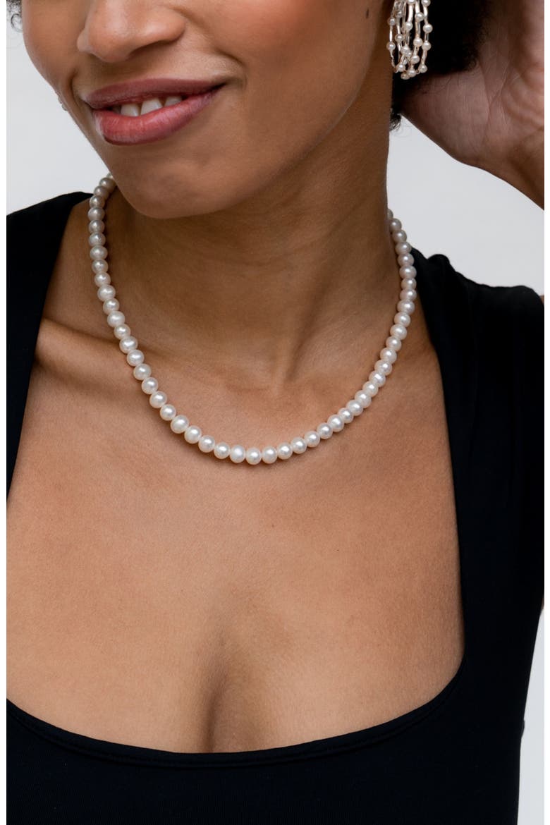 Timeless White Freshwater Pearl Necklace, Alternate, color, Sterling Silver