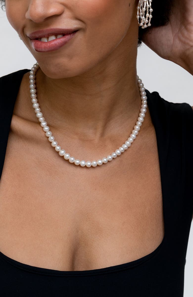 Dower & Hall Timeless White Freshwater Pearl Necklace, Alternate, color, Sterling Silver