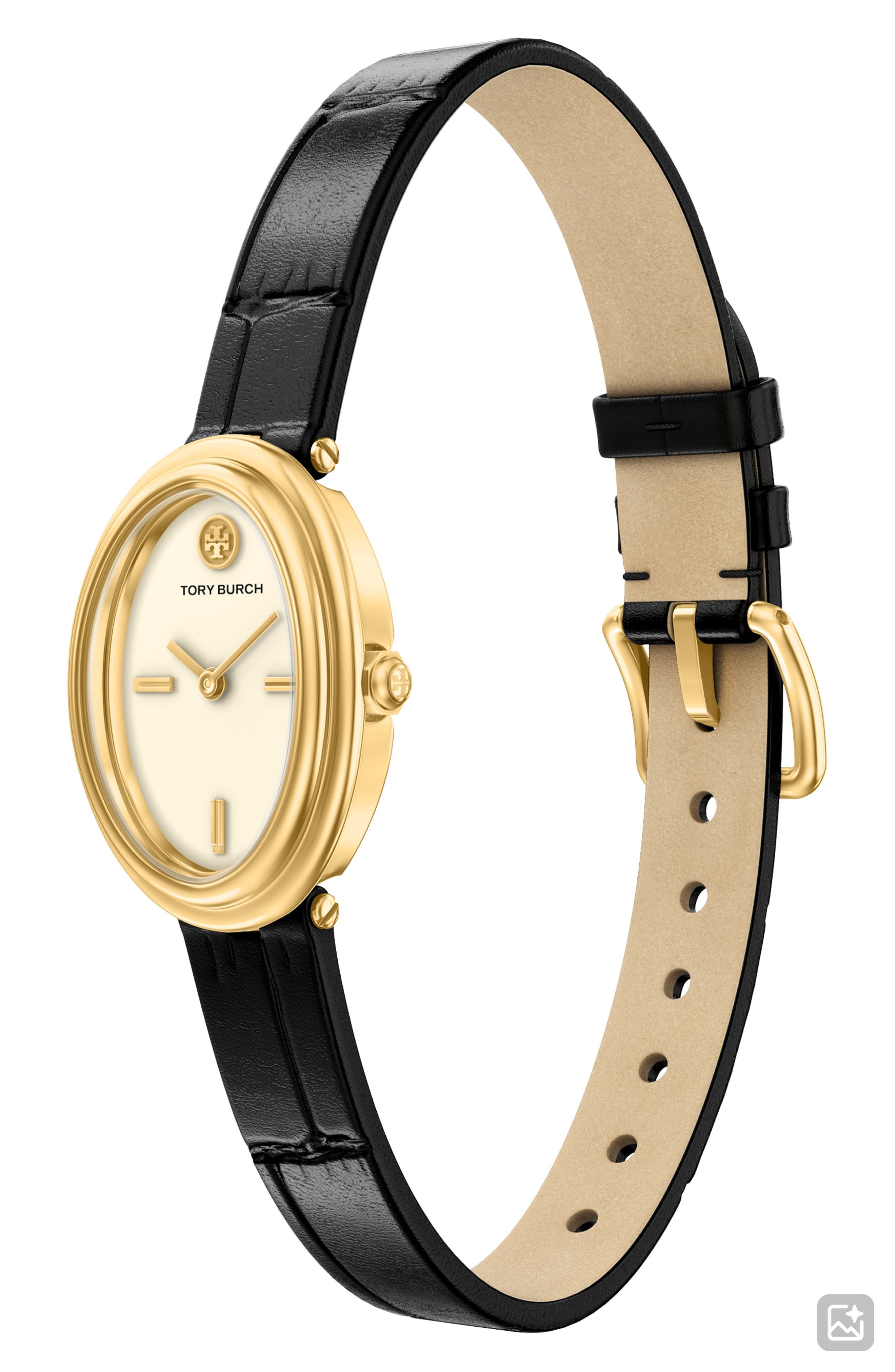 Tory Burch The Oval Leather Strap Watch, 22mm x 28mm (Women