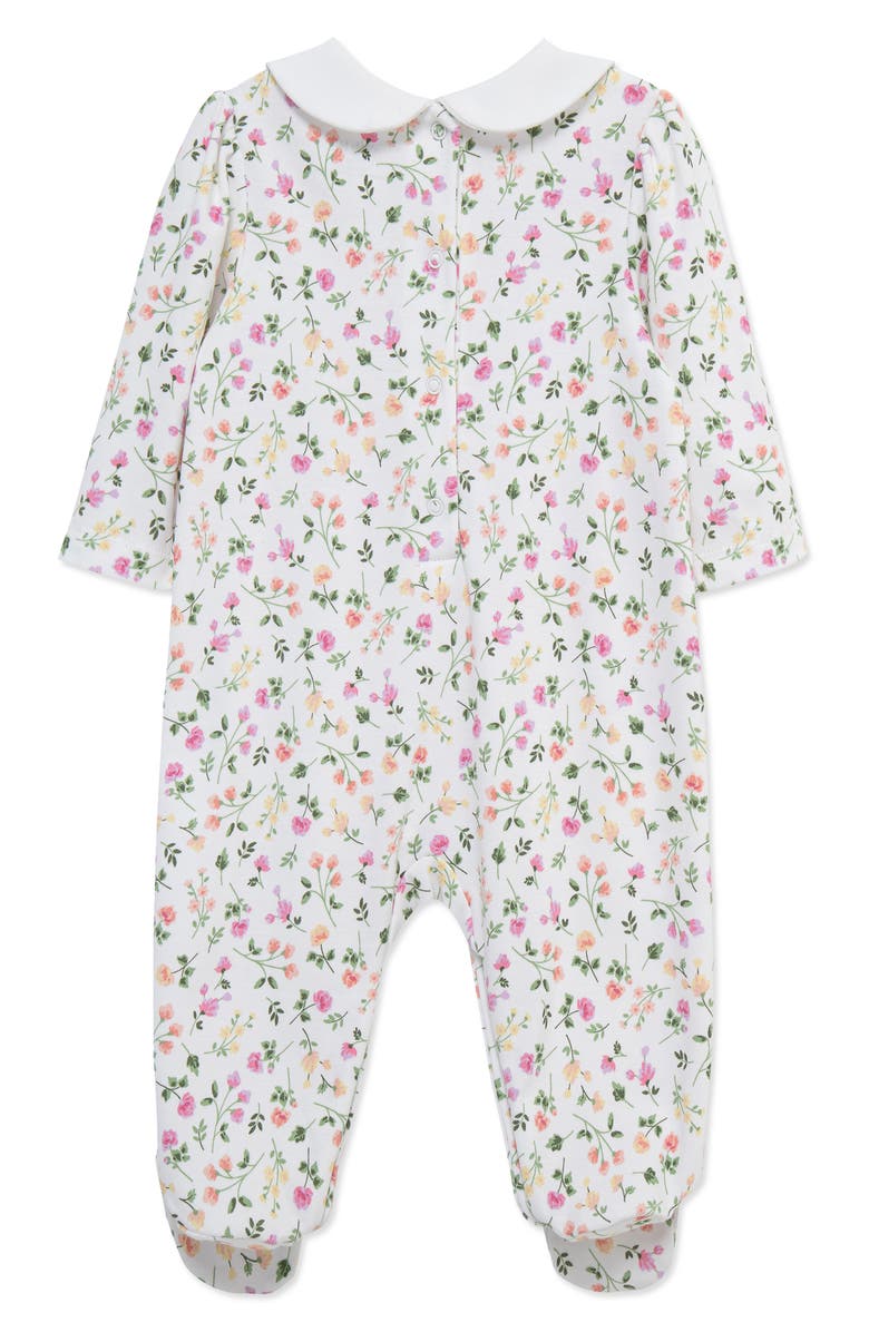 Little Me Scatter Floral Pima Cotton Footie, Alternate, color, Pink Multi