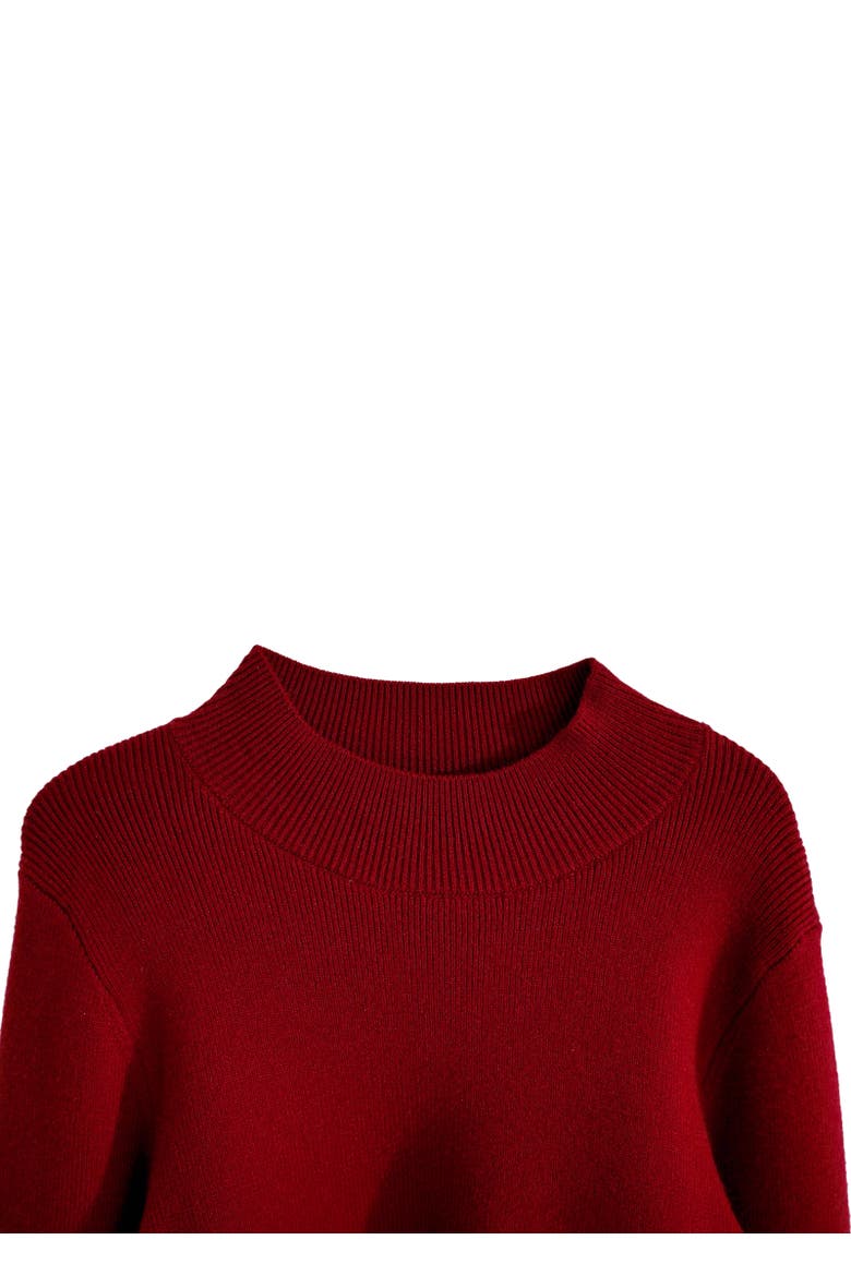 Ruffle-Knit Sweater, Alternate, color, Red