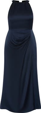 City Chic Celina Halter Neck Satin Maxi Dress