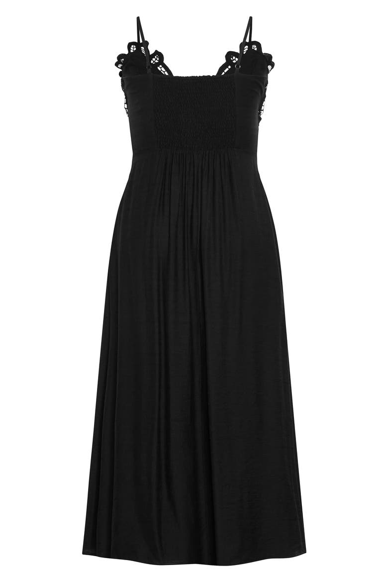 Martina Lace Trim Dress, Alternate, color, BLACK