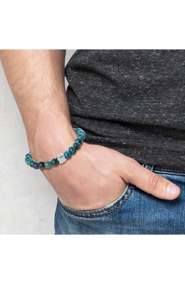 Lucky Brand Blue Teal Jade Stretch Bead Bracelet, Alternate, color, Blue