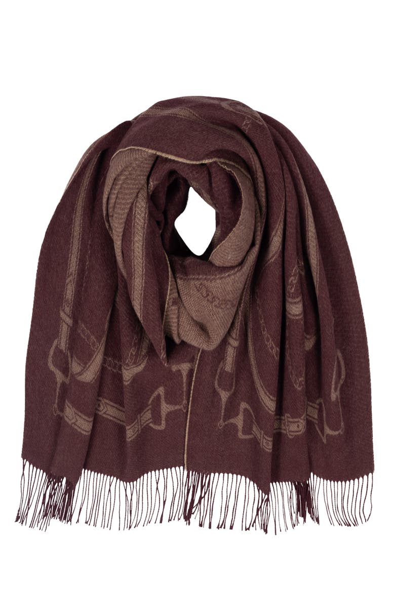 Belting Wool Blend Blanket Wrap, Main, color, GARNET/ TAN