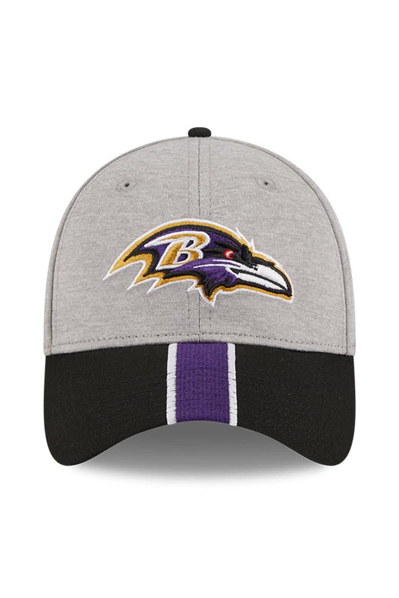 Men's New Era Heather Gray/Black Baltimore Ravens Striped 39THIRTY Flex Hat, Alternate, color, Heather Gray