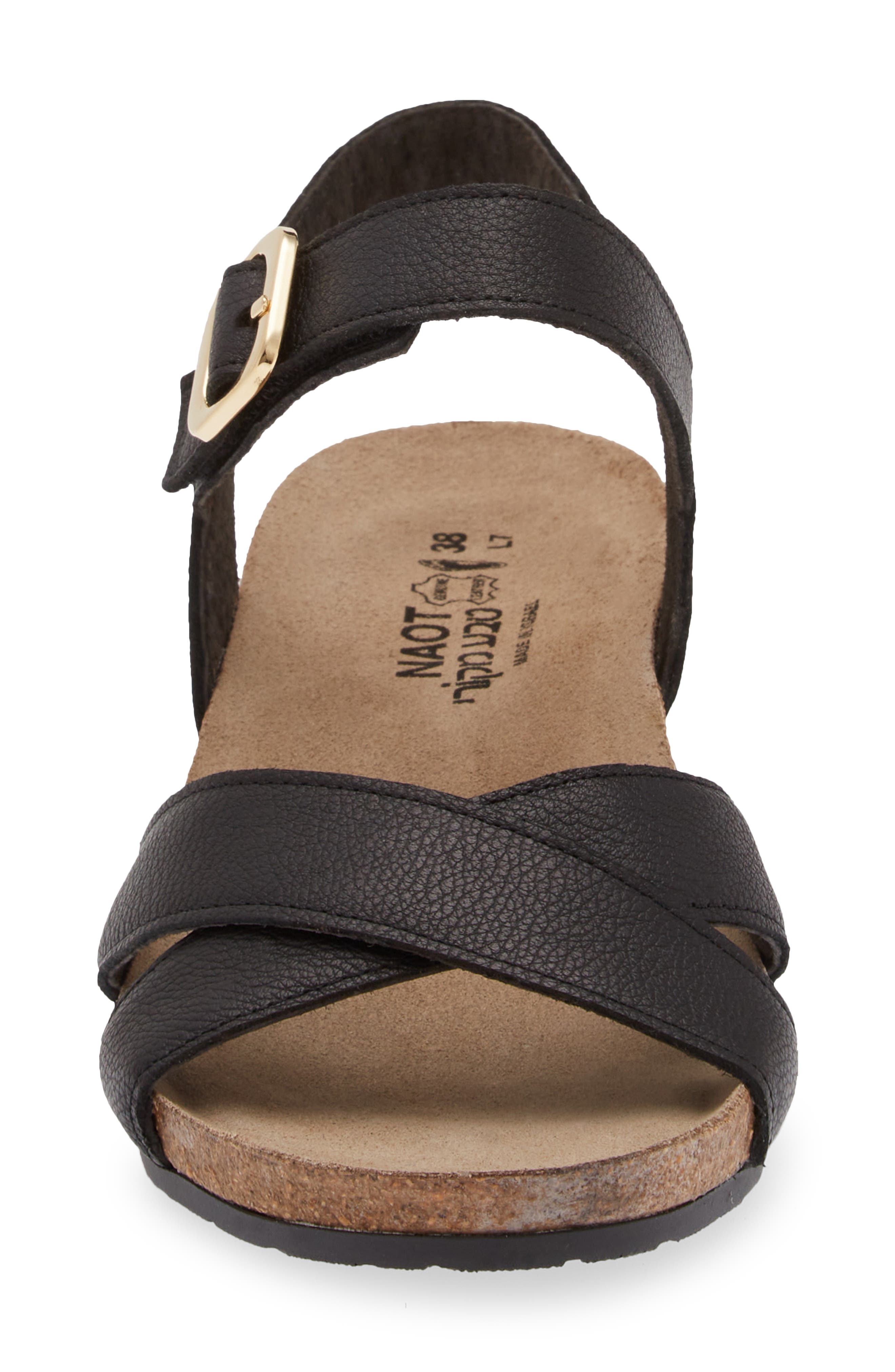 Naot Throne Wedge Sandal, Alternate, color, Soft Black Leather