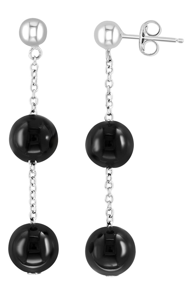 EFFY Onyx Bead Chain Drop Earrings, Main, color, Black