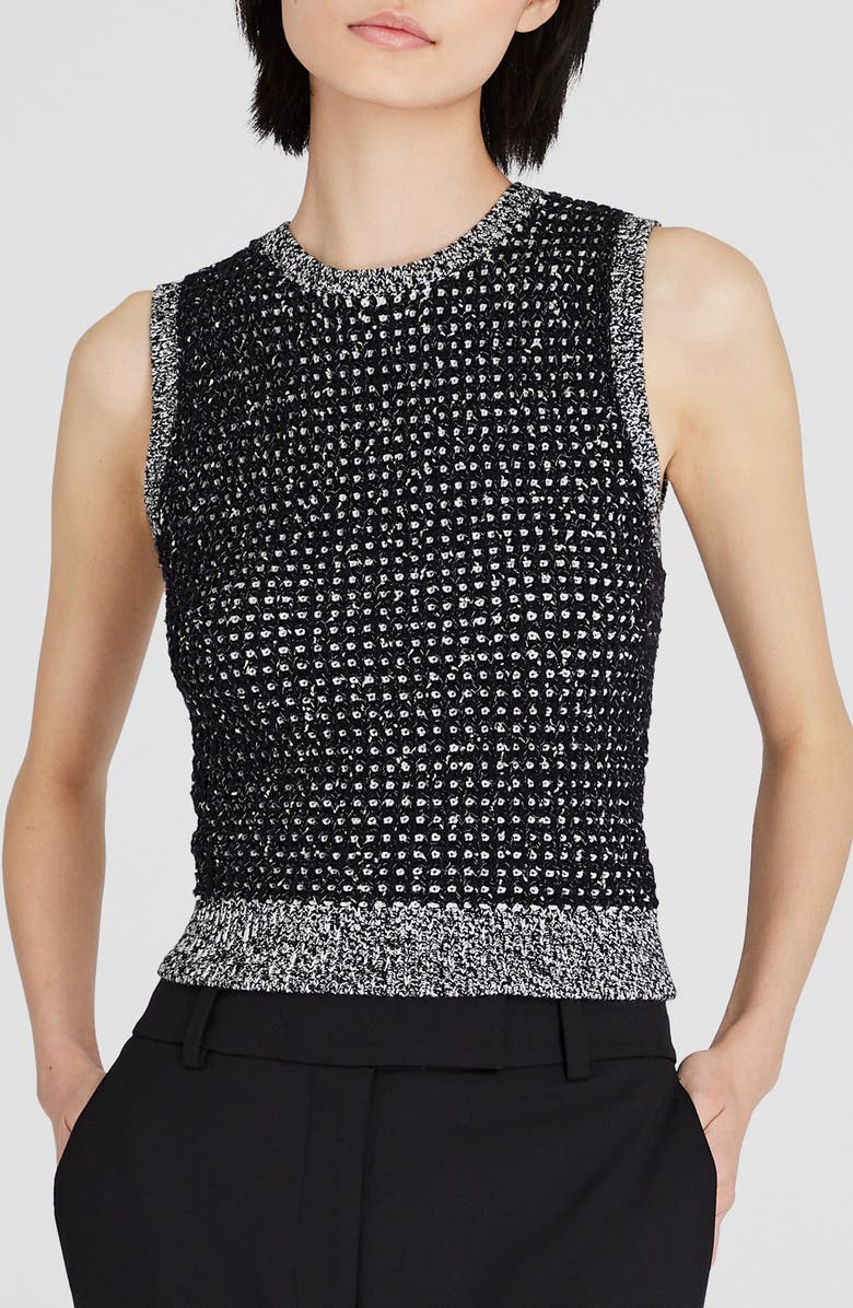 Club Monaco Tweed Crop Sweater Shell, Main, color, 