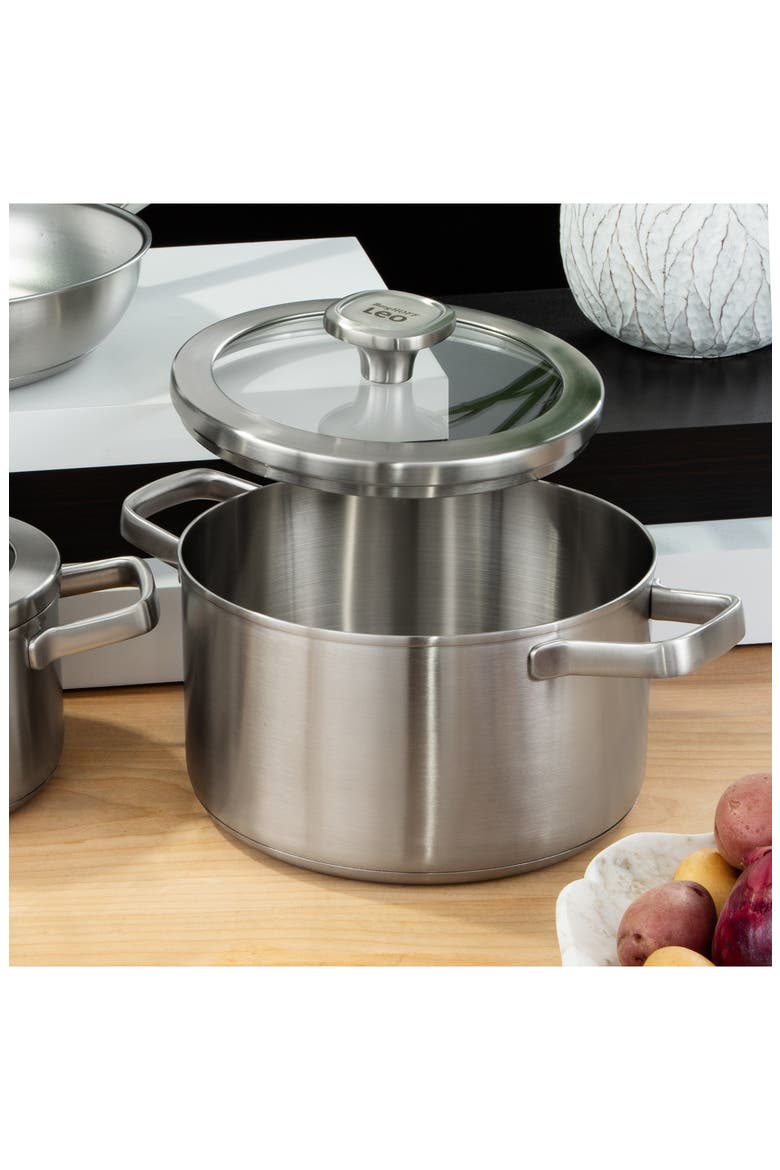 Graphite 5-Piece Recycled Stainless Steel Stockpot and Fry Pan Set, Alternate, color, SILVER