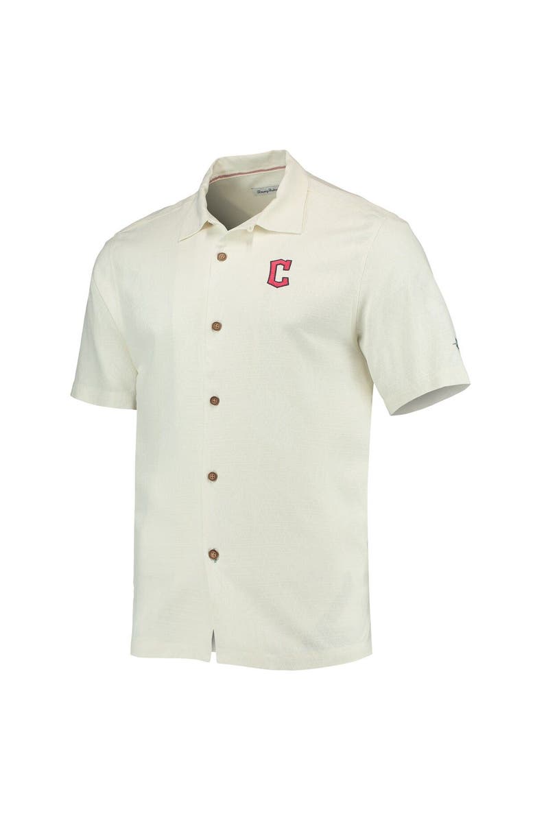 Tommy Bahama Men's Tommy Bahama Cream Cleveland Guardians Baseball Camp Button-Up Shirt, Alternate, color,