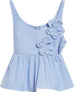 Stine Goya 3D Flower Sleeveless Organic Cotton Peplum Top