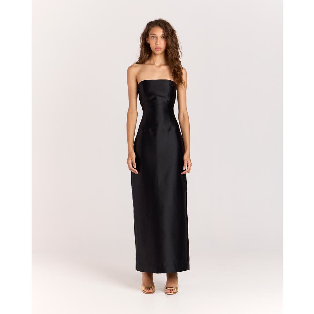 Romy Twill Column Dress In Black
